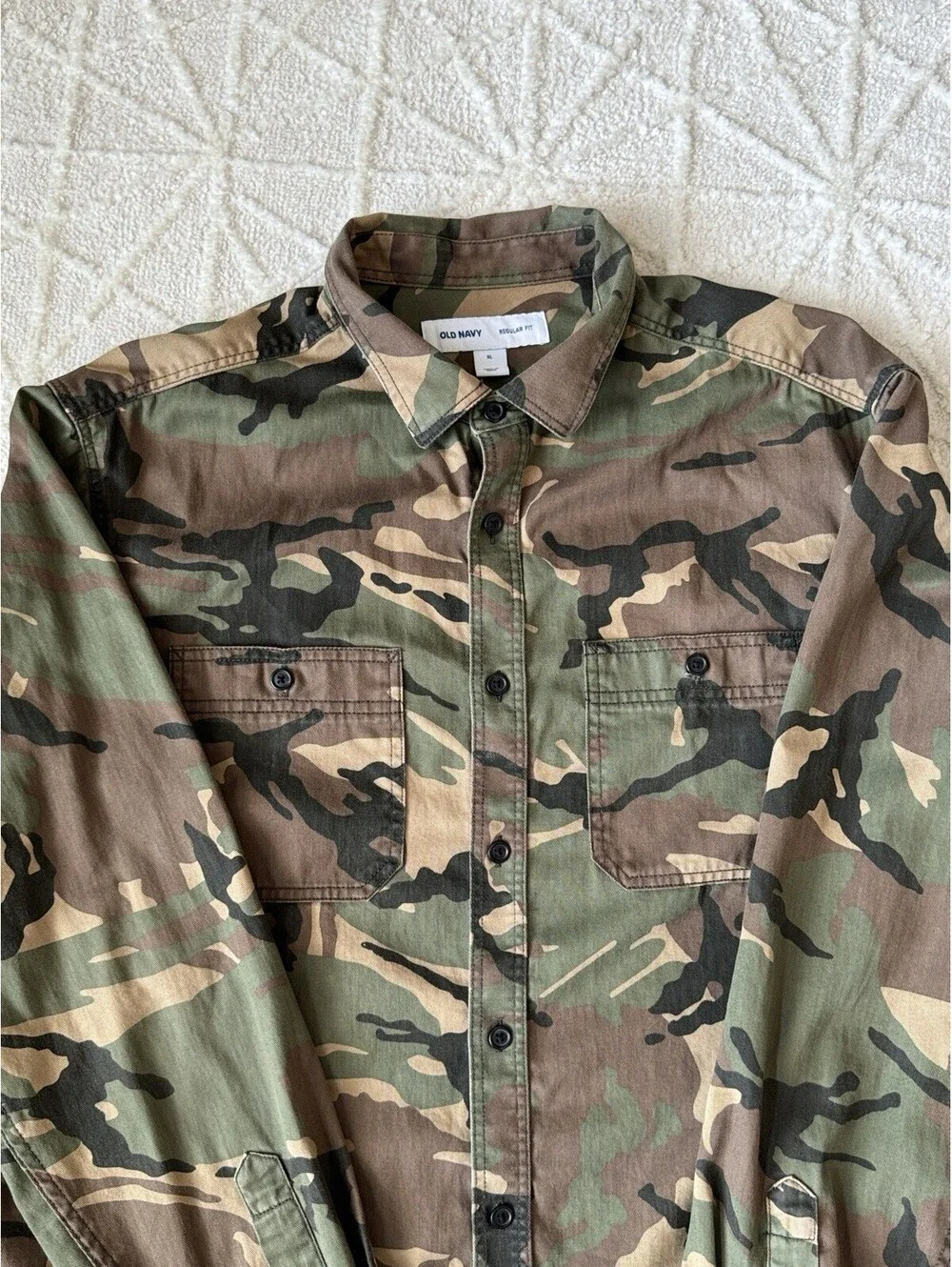 Old Navy Camo Workwear Shirt Mens XL Heavy Cotton Button Up
